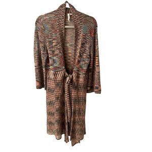 Susan Lawrence Lightweight Knit Sweater Cardigan Duster Flared Sleeve, size L